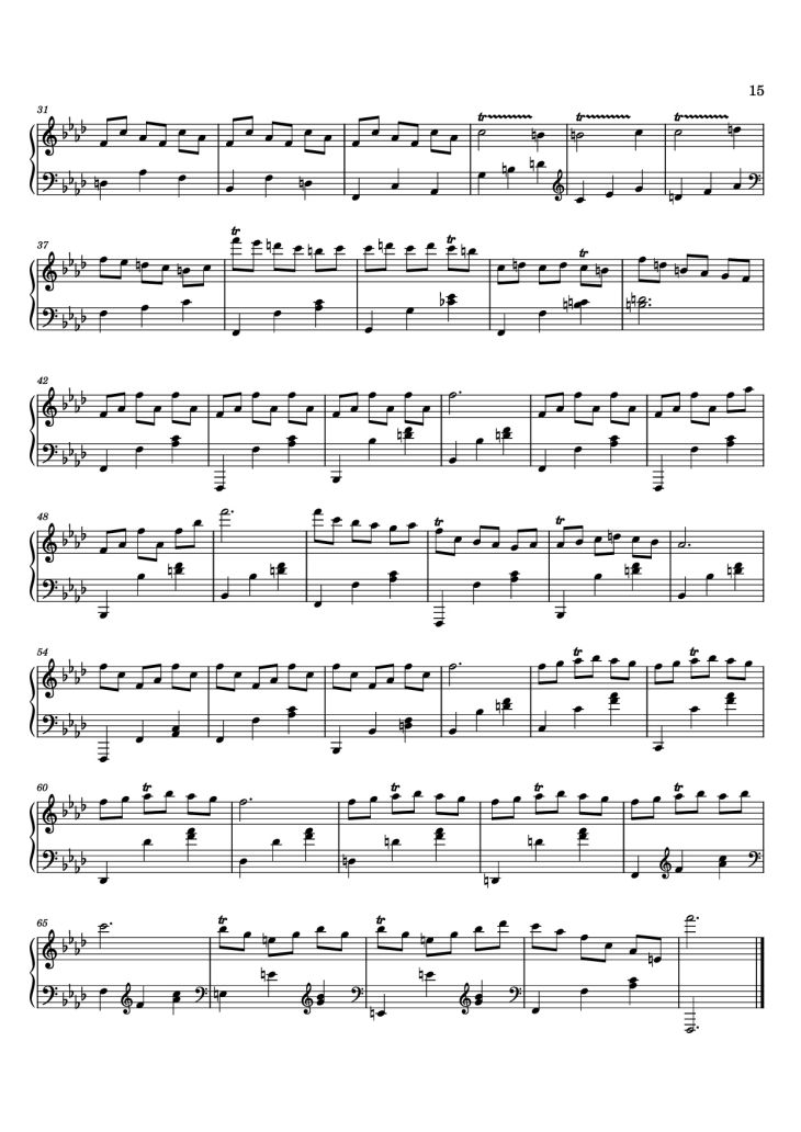 Page 15 of the piano sheet music PDF – 12 Valses mélancoliques III - Dance of the Cranes - No. 1 in C Minor by Stephan Beneking
