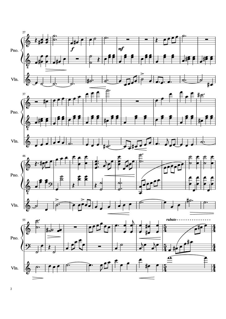 Page 2 of the piano sheet music PDF Piano – DUET Piano by Pedro Silva