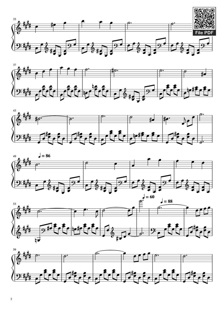 Page 2 of the piano sheet music PDF Piano – La Petite Fille de La Mer Piano by Vangelis