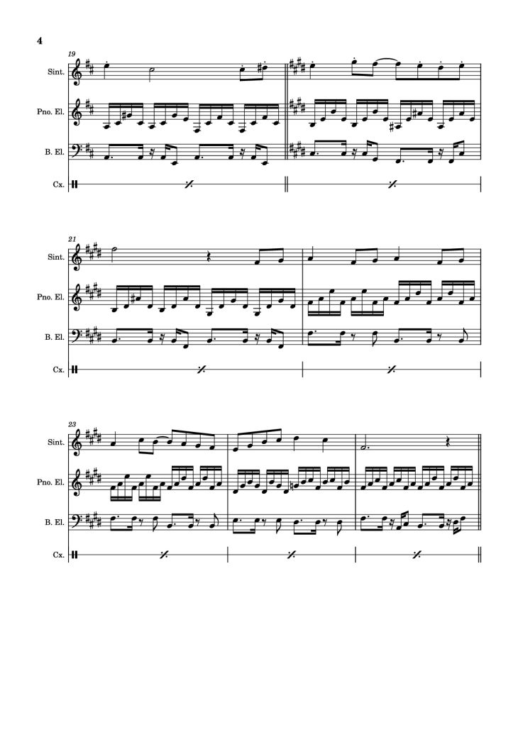 Page 4 of the piano sheet music PDF Piano Guitar Tab – Athletic theme Piano by Kazumi Totaka