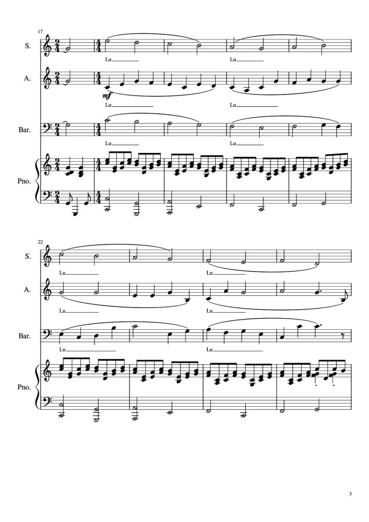 Page 3 of the piano sheet music PDF Piano – 風吹雞蛋殼 Winds Scatter the Eggshells Piano by Undefined