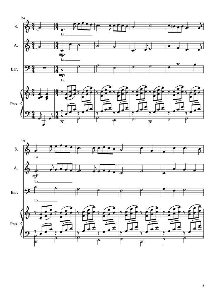 Page 5 of the piano sheet music PDF Piano – 風吹雞蛋殼 Winds Scatter the Eggshells Piano by Undefined