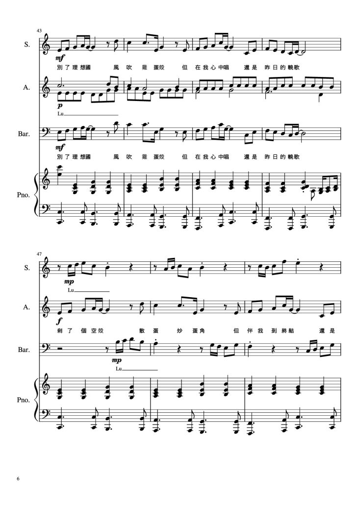 Page 6 of the piano sheet music PDF Piano – 風吹雞蛋殼 Winds Scatter the Eggshells Piano by Undefined