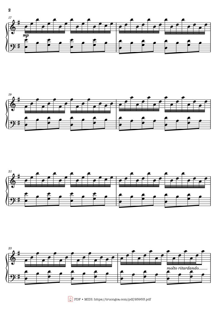 Page 2 of the piano sheet music PDF Piano – Comptine d