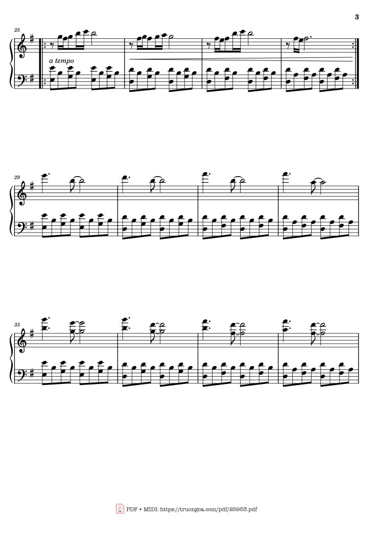 Page 3 of the piano sheet music PDF Piano – Comptine d