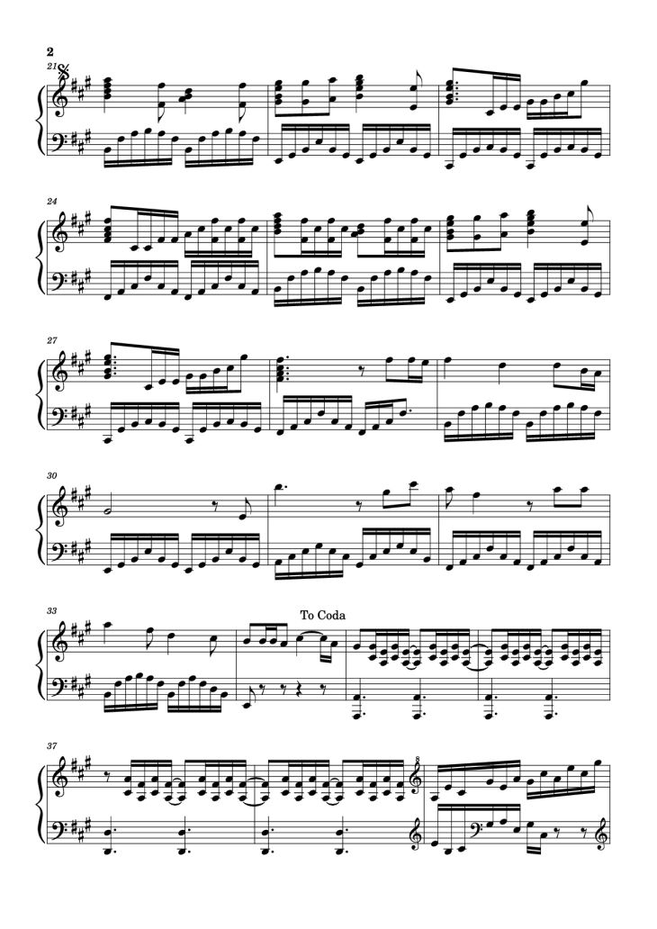 Page 2 of the piano sheet music PDF Piano – Die with a smile Piano by Lady Gaga/Bruno Mars