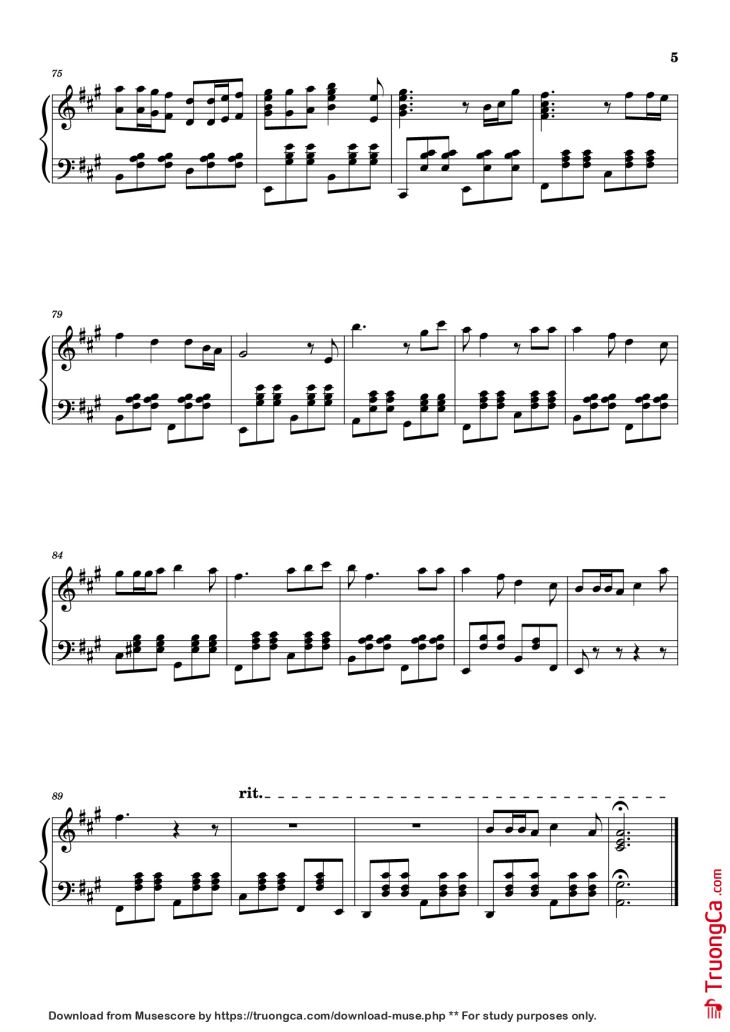 Page 5 of the piano sheet music PDF Piano – Die with a smile Piano by Lady Gaga/Bruno Mars