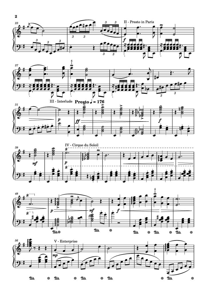 Page 2 of the piano sheet music PDF Piano – Fontaine Theme Piano by Comp.Yu-Peng Chen