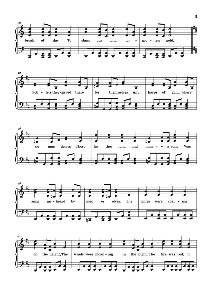 Page 3 of the piano sheet music PDF – Over the Misty Mountains Cold Piano by Music Bee