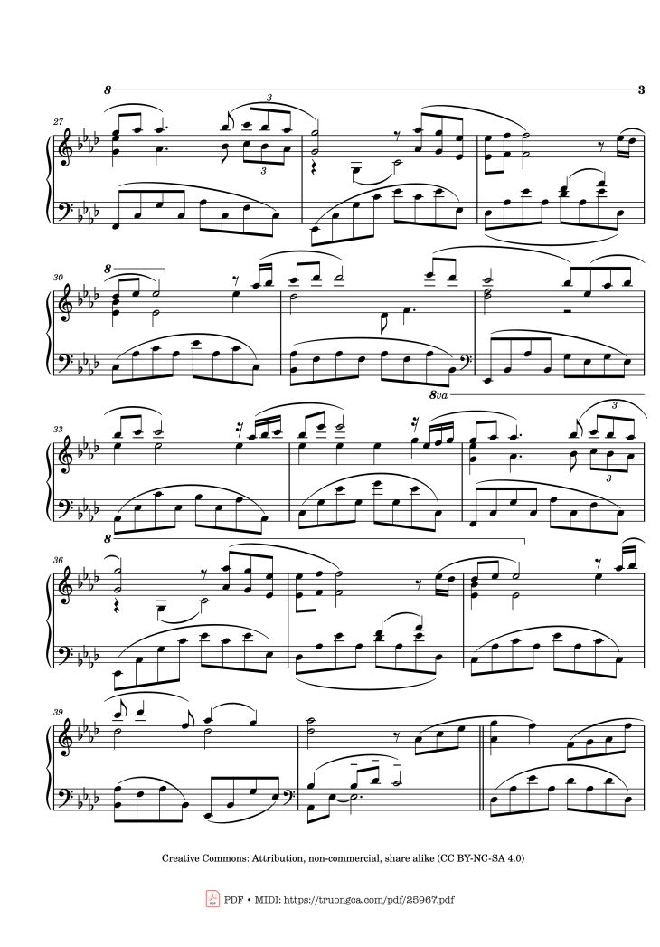 Page 3 of the piano sheet music PDF Piano – Kiss The Rain Piano by Yiruma