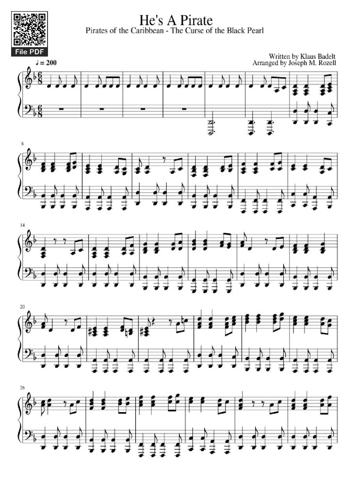 Page 1 of the piano sheet music PDF Piano – He