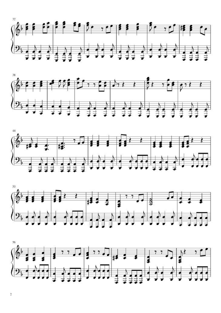 Page 2 of the piano sheet music PDF Piano – He