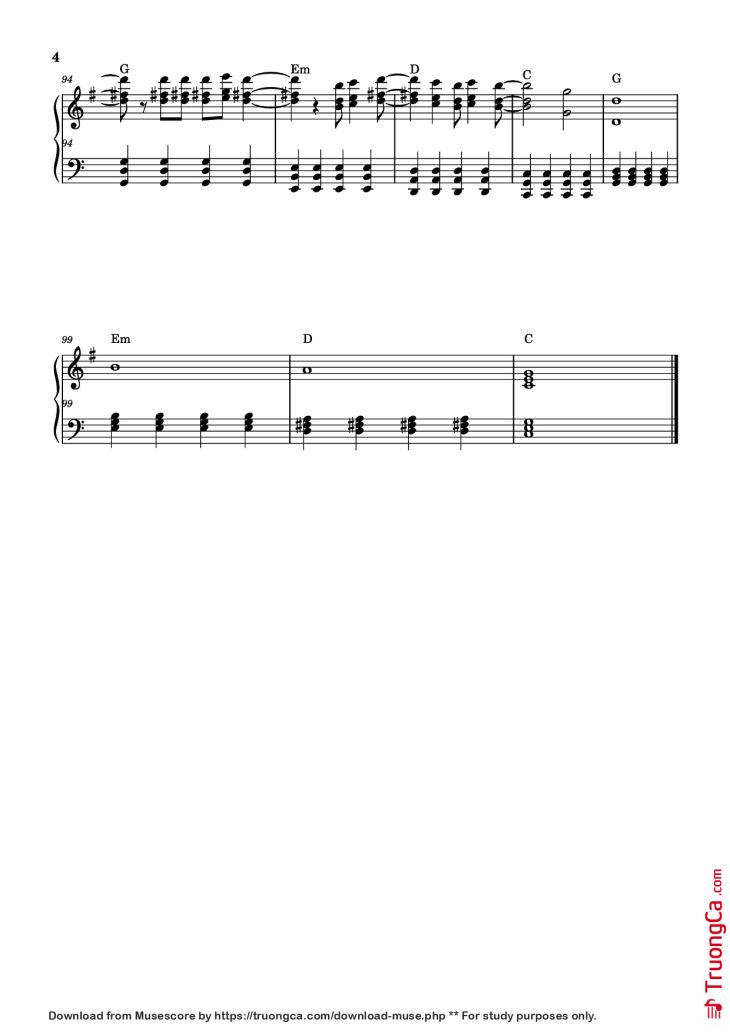 Page 4 of the piano sheet music PDF Piano – Another love Piano by Tom Odell