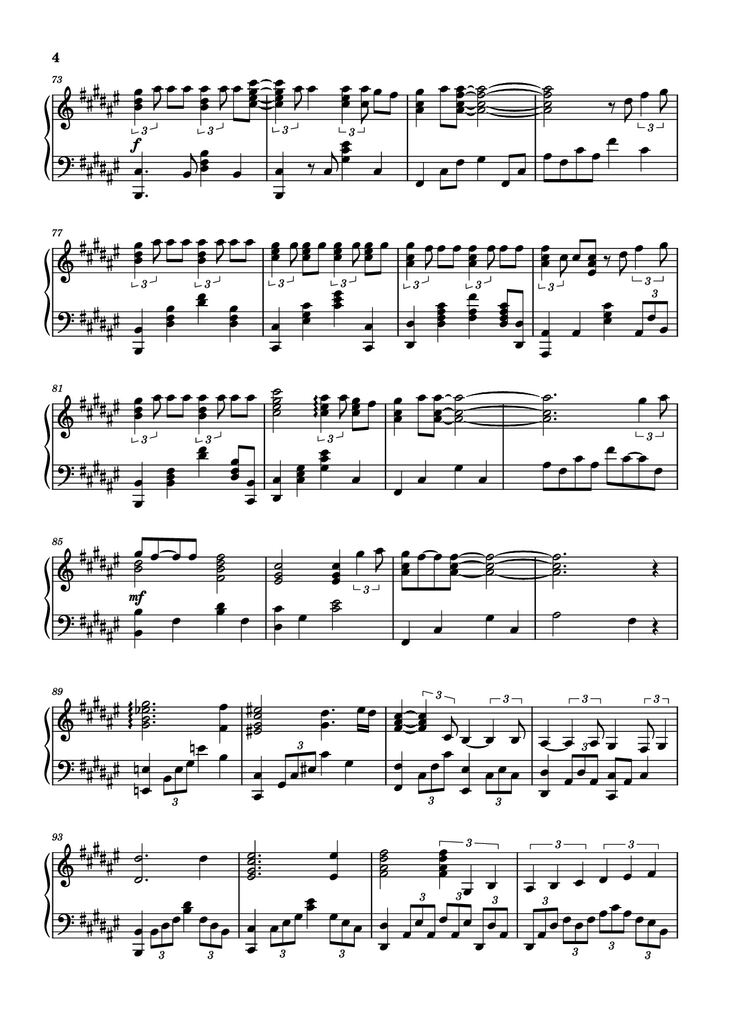Page 4 of the piano sheet music PDF Piano – Secret Base~君がくれたもの~ Piano by 作曲 / 编排