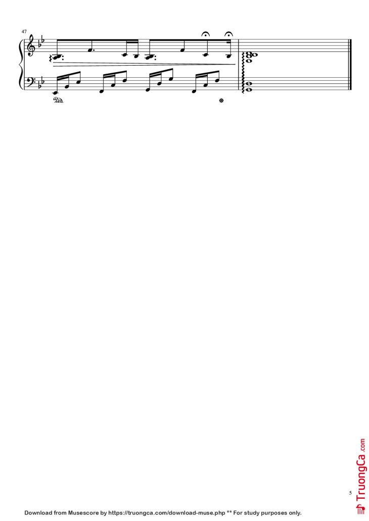 Page 5 of the piano sheet music PDF Piano – 一直很安静 (Luôn luôn tĩnh lặng) Piano by 阿桑