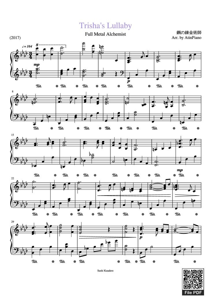 Page 1 of the piano sheet music PDF Piano – Trisha