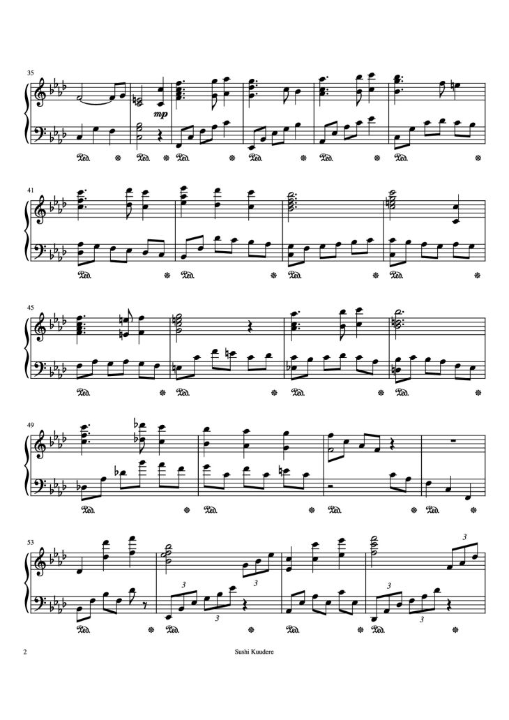 Page 2 of the piano sheet music PDF Piano – Trisha