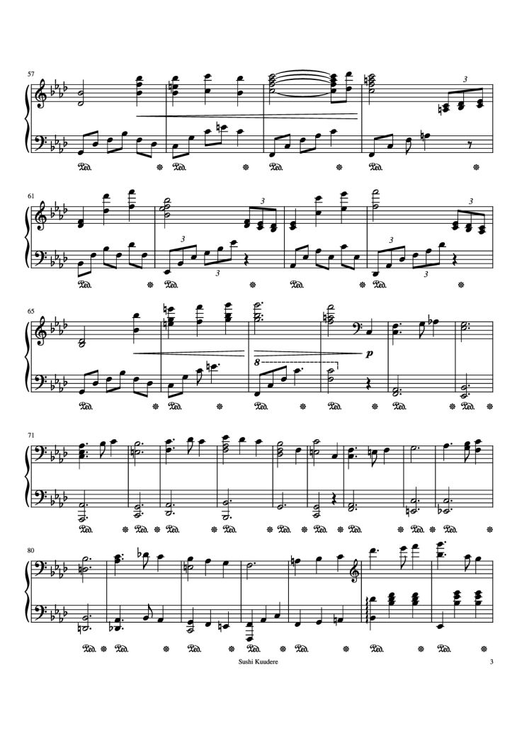 Page 3 of the piano sheet music PDF Piano – Trisha