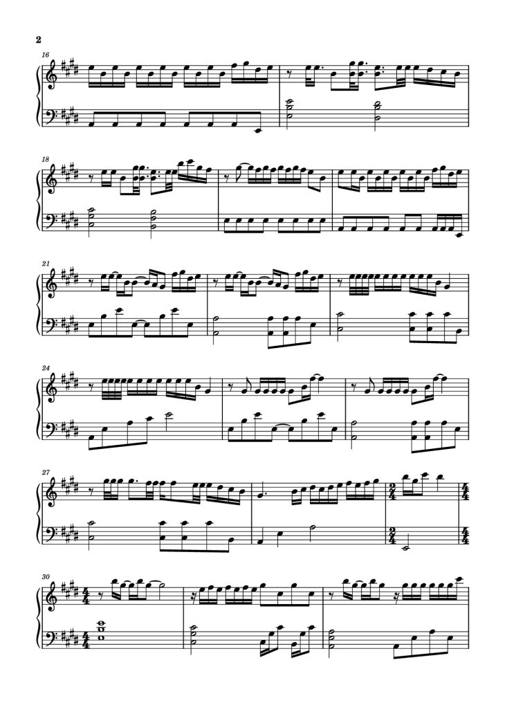 Page 2 of the piano sheet music PDF Piano – 在干嘛呀 Piano by 虞书欣