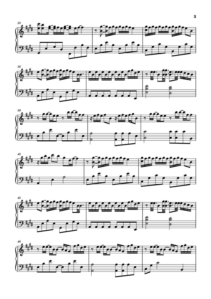 Page 3 of the piano sheet music PDF Piano – 在干嘛呀 Piano by 虞书欣