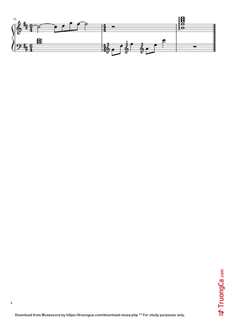 Page 4 of the piano sheet music PDF Piano – 撒野 Piano by 凯瑟喵