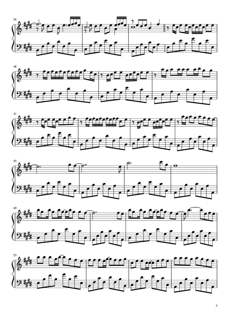 Page 3 of the piano sheet music PDF Piano – 少年 Piano by 梦然