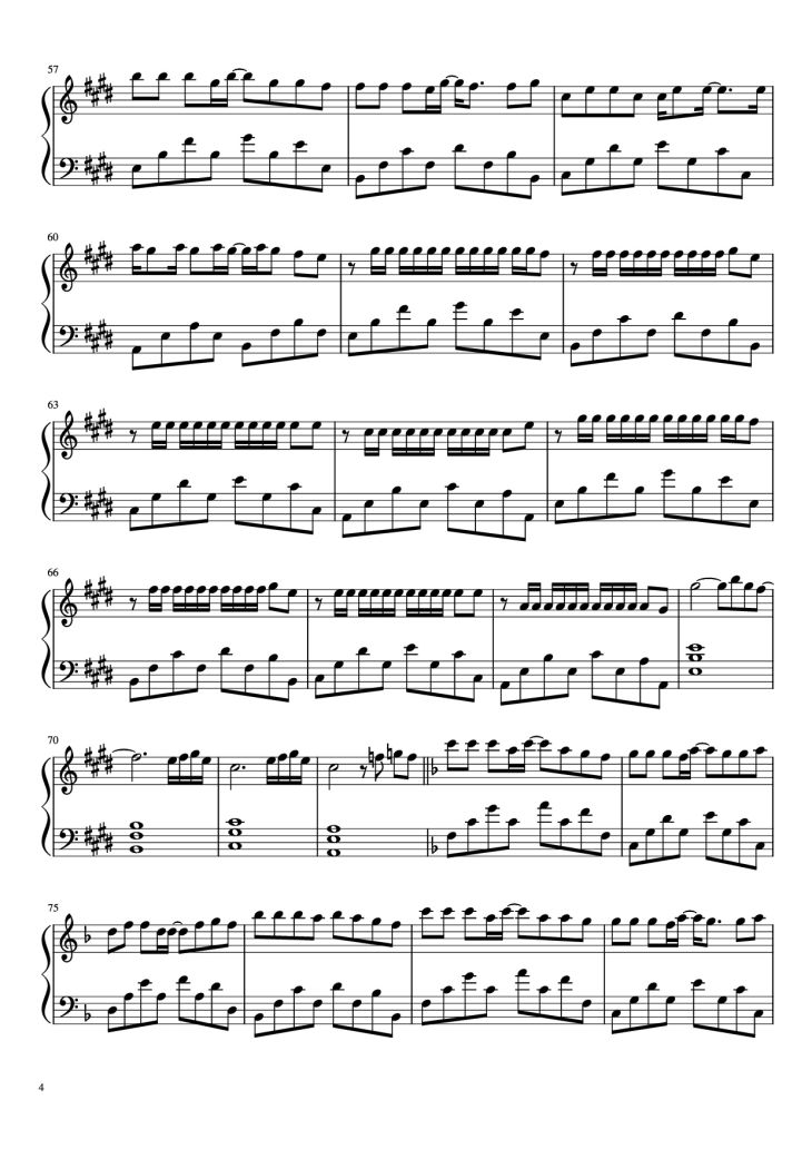 Page 4 of the piano sheet music PDF Piano – 少年 Piano by 梦然