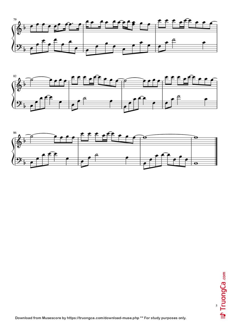 Page 5 of the piano sheet music PDF Piano – 少年 Piano by 梦然