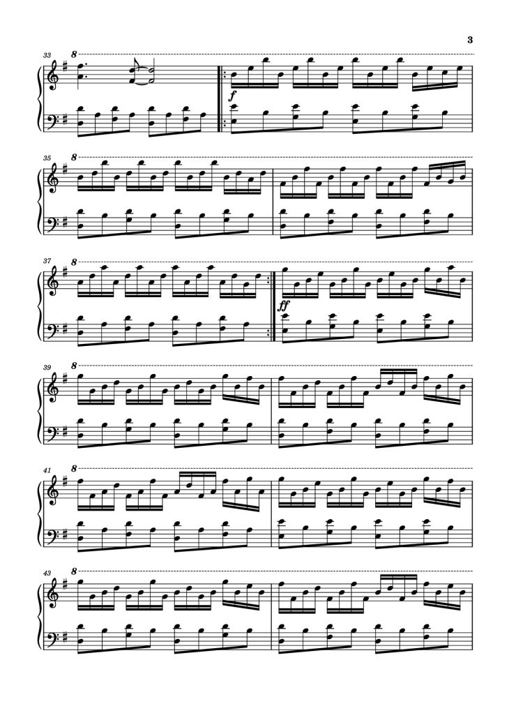 Page 3 of the piano sheet music PDF Piano – Comptine D