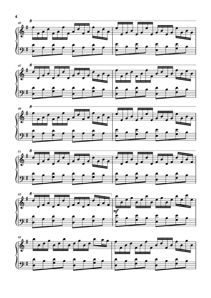 Page 4 of the piano sheet music PDF Piano – Comptine D