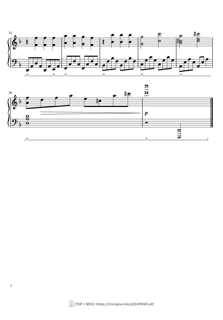 Page 2 of the piano sheet music PDF Piano – Gravity Falls Piano by Brad Breeck