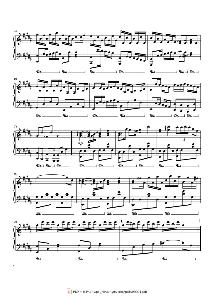 Page 2 of the piano sheet music PDF Piano – Flower Dance - DJ Okawari Piano by Undefined