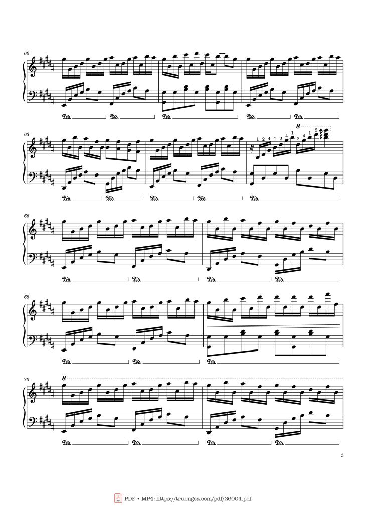 Page 5 of the piano sheet music PDF Piano – Flower Dance - DJ Okawari Piano by Undefined
