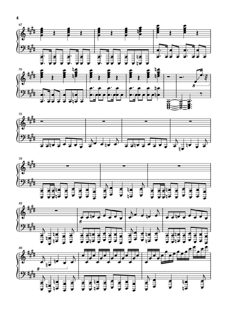 Page 4 of the piano sheet music PDF Piano – Miragecoordinator Piano by Arranged by Aero