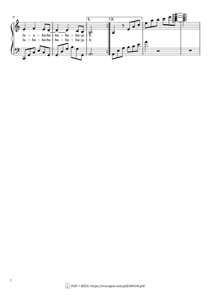 Page 2 of the piano sheet music PDF Piano – Hallelujah Piano by Hymns