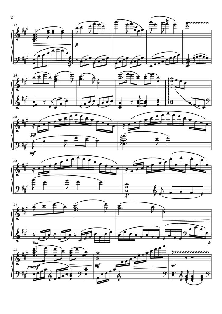 Page 2 of the piano sheet music PDF Piano – Silver Clouds Chasing the Moon Piano by Wang Jian Zhong