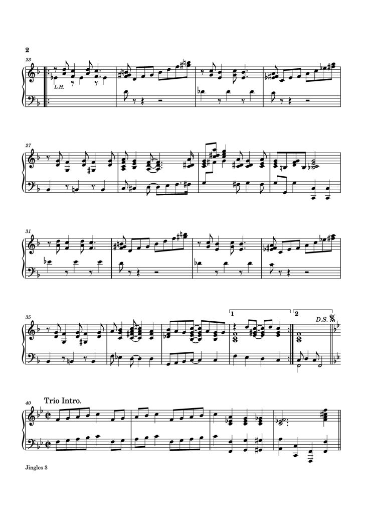 Page 2 of the piano sheet music PDF Piano – JINGLES Piano by JAS. P. JOHNSON