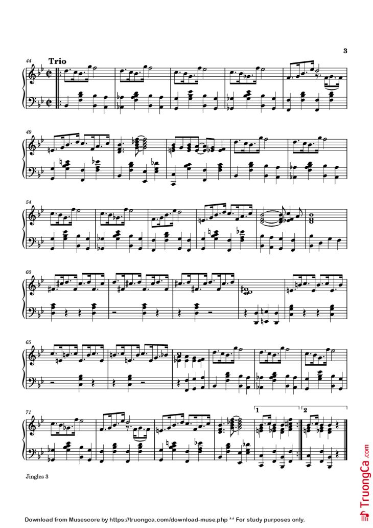 Page 3 of the piano sheet music PDF Piano – JINGLES Piano by JAS. P. JOHNSON