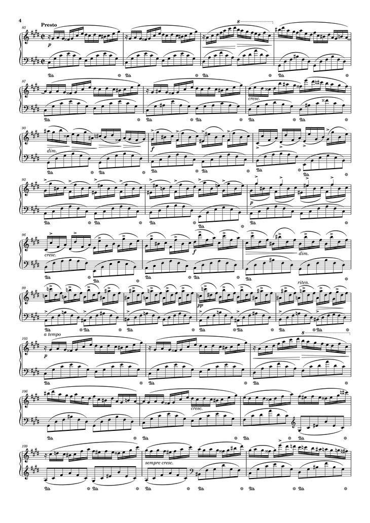 Page 4 of the piano sheet music PDF Piano – Fantaisie-Impromptu in C♯ Minor Piano by Frédéric François Chopin