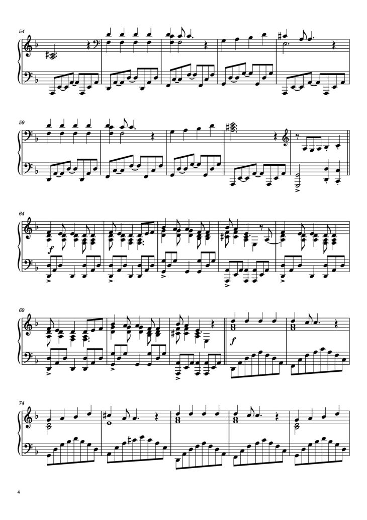 Page 4 of the piano sheet music PDF Piano – Кукла колдуна Piano by Король и шут (The King and the Jester
