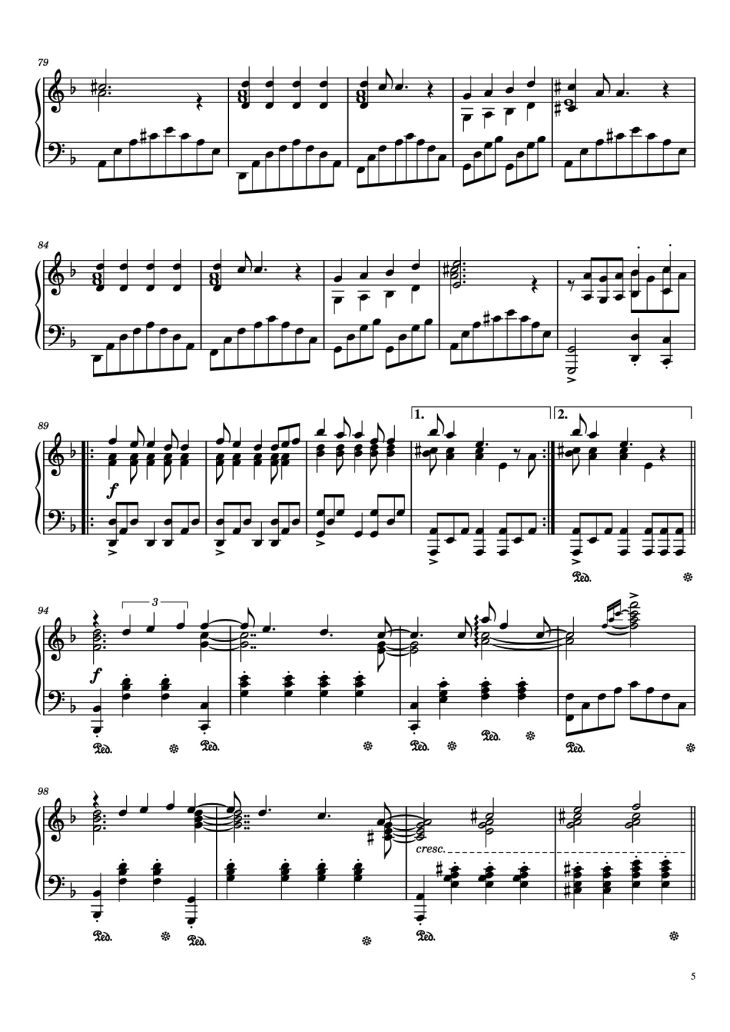 Page 5 of the piano sheet music PDF Piano – Кукла колдуна Piano by Король и шут (The King and the Jester