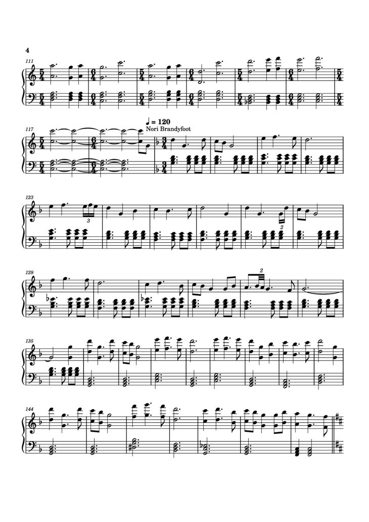 Page 4 of the piano sheet music PDF Piano – The Lord of the Rings: The Rings of Power Medley Piano by Bear McCreary