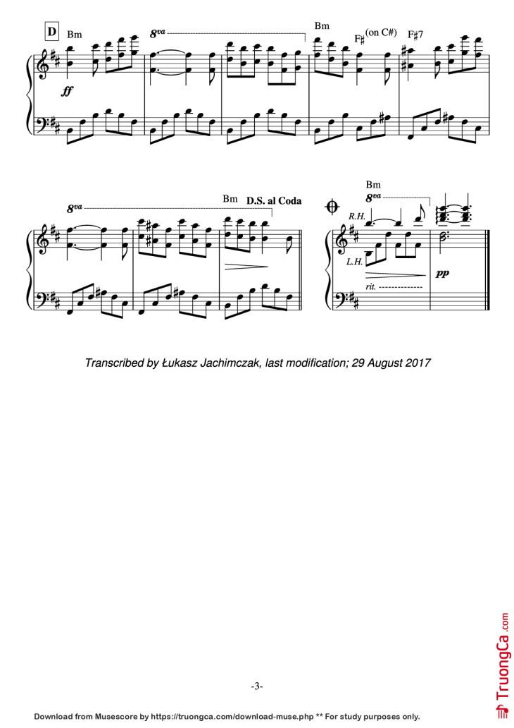 Page 3 of the piano sheet music PDF – Jardin Secret Piano by Music by Paul de SENNEVILLE and Olivier TOUSSAINT