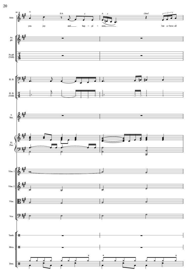 Page 20 of the piano sheet music PDF – I Will Always Love You (Choral orchestral) by D. Parton