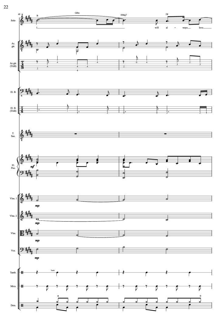 Page 22 of the piano sheet music PDF – I Will Always Love You (Choral orchestral) by D. Parton