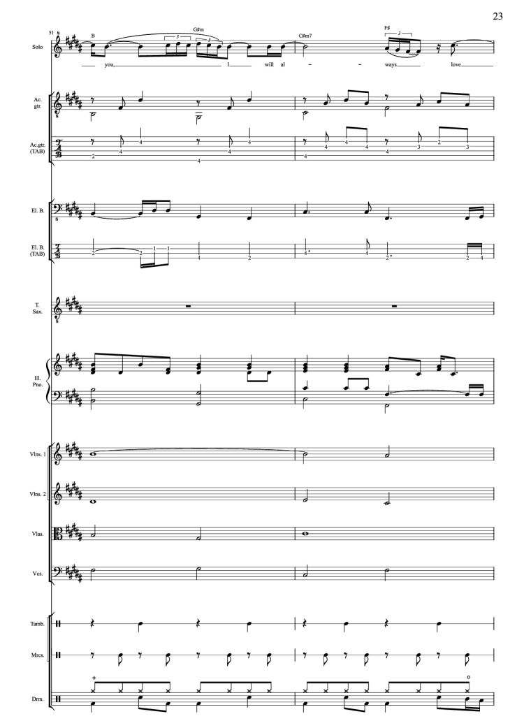 Page 23 of the piano sheet music PDF – I Will Always Love You (Choral orchestral) by D. Parton