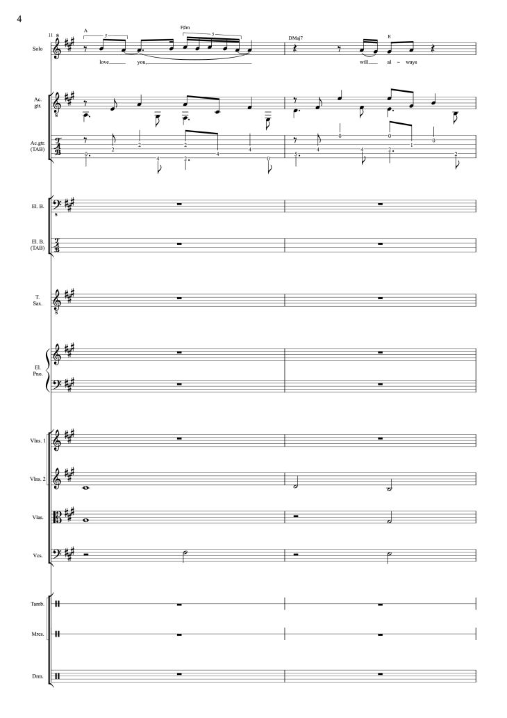 Page 4 of the piano sheet music PDF – I Will Always Love You (Choral orchestral) by D. Parton