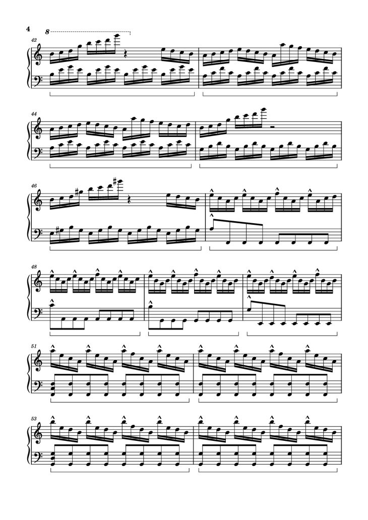Page 4 of the piano sheet music PDF Piano – The Interstellar Experience Piano by Tony Ann