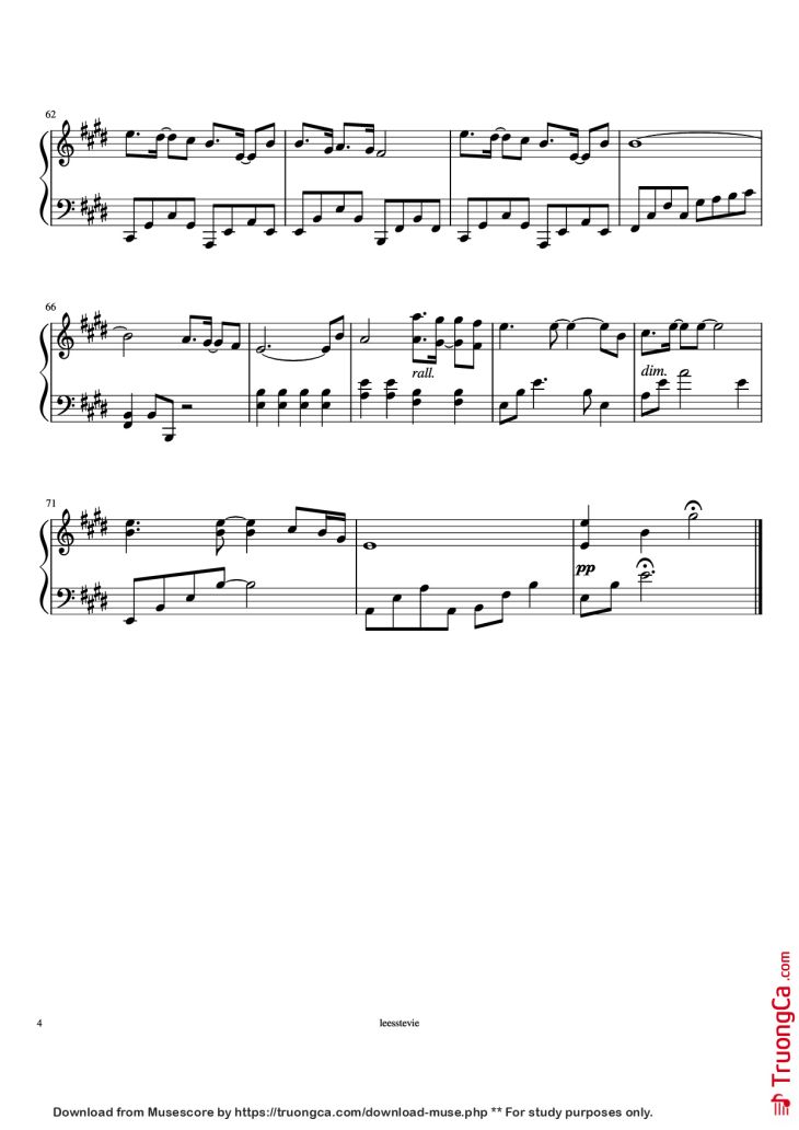 Page 4 of the piano sheet music PDF Piano – Laskar Pelangi Piano by Arr. by leesstevie