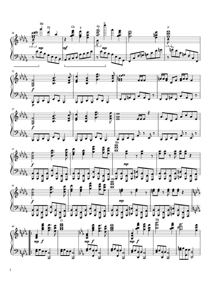 Page 2 of the piano sheet music PDF Piano – 云宫迅音 Piano by 许镜清